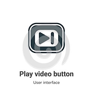Play video button vector icon on white background. Flat vector play video button icon symbol sign from modern user interface