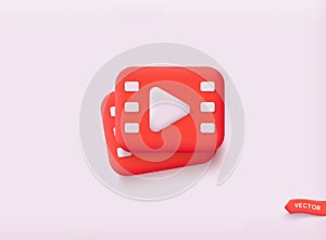 Play video icon vector. Movie icon. 3D Web Vector Illustrations