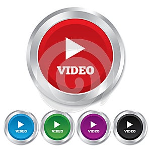 Play video sign icon. Player navigation symbol.