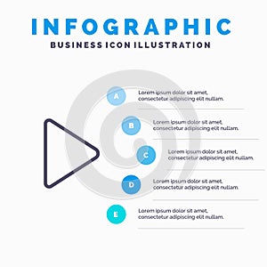 Play, Video, Twitter Line icon with 5 steps presentation infographics Background