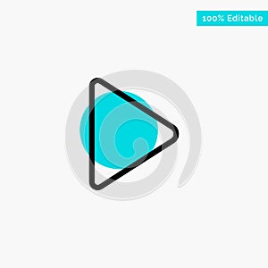 Play, Video, Twitter turquoise highlight circle point Vector icon