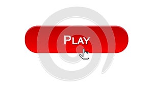 Play web interface button clicked with mouse cursor, red color, online game
