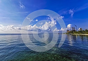 Playa Azul beach palm seascape panorama in Cancun Mexico