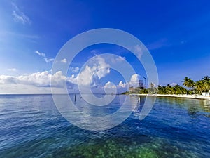 Playa Azul beach palm seascape panorama in Cancun Mexico