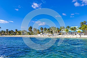 Playa Azul beach palm seascape panorama in Cancun Mexico