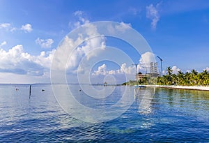 Playa Azul beach palm seascape panorama in Cancun Mexico