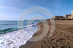 Playa Carihuela beach view to Benalmadena Andalusia Costa del Sol Spain photo