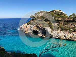 Playa de Formentor Cala Pi de la Posada , beautiful beach at Cap Formentor, Palma Mallorca, Spain