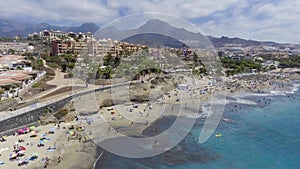 Playa de Las Americas in Tenerife. Aerial view of coastline photo
