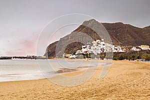 Playa de Las Teresitas. The artificial, white sand, famous beach in Santa Cruz de Tenerife, Spain