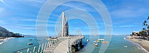 Playa De Los Muertos beach and pier close to famous Puerto Vallarta Malecon, the city largest public beach