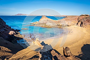 Playa de Papagayo, wild and lonely beach in Lanzarote, Canary Islands