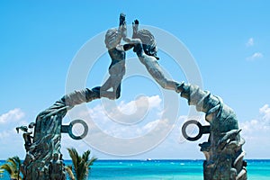 Playa del Carmen Portal Maya sculpture in Mexico