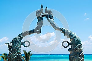 Playa del Carmen Portal Maya sculpture in Mexico photo