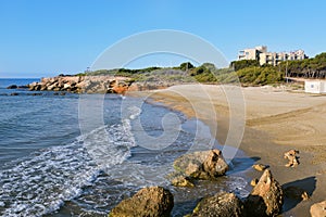 Playa del Moro beach in Alcossebre, Spain