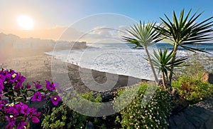 Playa jardin beach at Puerto de la Cruz, Spain