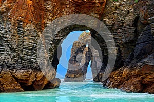 Playa las catedrales Catedrais beach in Galicia Spain photo