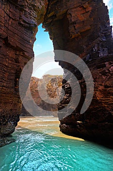 Playa las catedrales Catedrais beach in Galicia Spain photo