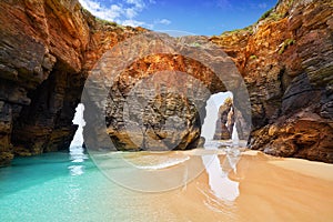 Playa las catedrales Catedrais beach in Galicia Spain