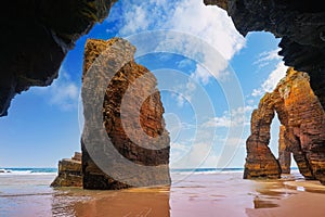 Playa las catedrales Catedrais beach in Galicia Spain photo