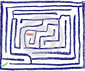 Playable maze in crayon style dark blue number 9