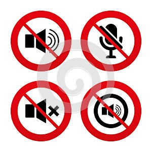 Player control icons. Sound, microphone and mute