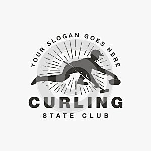 Player of curling logo sport vector design
