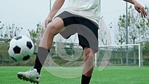 Player Dribbles Freestyle Soccer In The Field