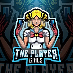 The player girls esport mascot logo