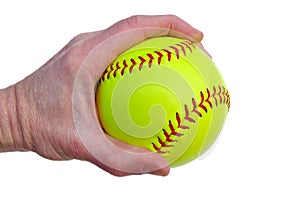 Player Gripping a Yellow Softball