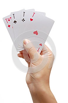 Player hand revealing Four Aces photo