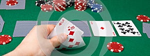 The player has revealed a good combination of cards in a poker game