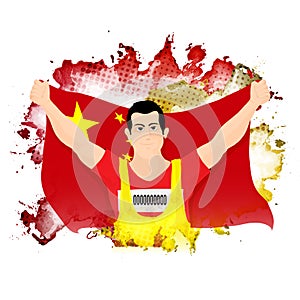 Player holding China Flag for Sports concept.