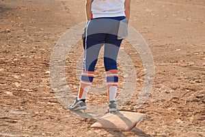 Player on home plate baseball or softball field