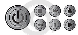 Player icons metall buttons vector