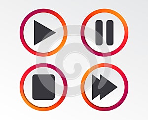 Player navigation icons. Play, stop and pause.