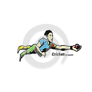Player playing game of cricket in vector illustration.
