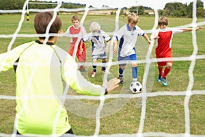 Player ready to score goal in Junior 5 a side photo