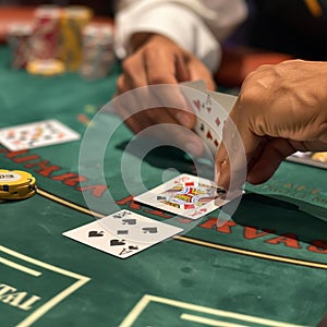 Player Revealing Ace in Blackjack Game