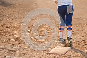 Player on home plate baseball or softball field