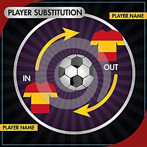 Player substitution graphic. Vector