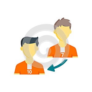 Player substitution icon vector sign and symbol isolated on whit photo