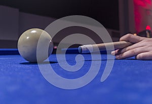 Player about to hit the cue ball