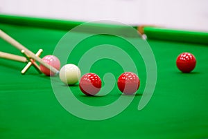 Player was shooting ball on snooker table