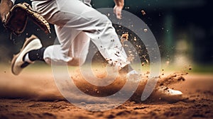 Players in pitcher position in baseball swiftly move on the field.AI Generated photo