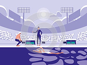 Players in pool for diving competition