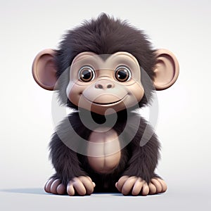 Playful 3d Baby Chimp: Inventive Character Design With Realistic Animal Portraits