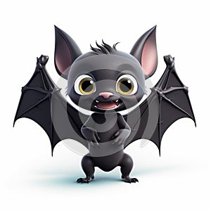 Playful 3d Black Bat Baby Character Image In Pixar Style