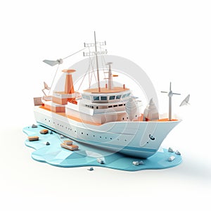 Playful 3d Boat Illustration With Neo-pop Style