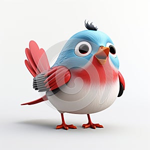 Playful 3d Cartoon Bird Character With Dynamic Brushwork